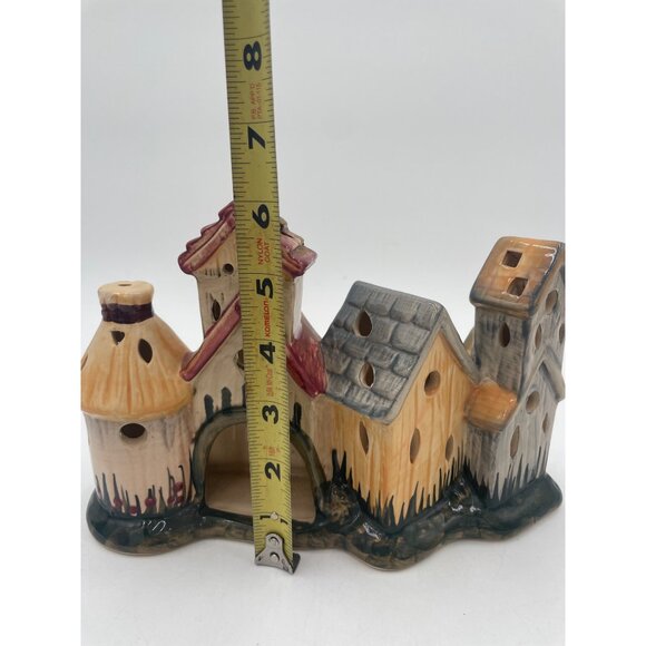 Hand-Painted Ceramic Village House Tealight Holder - Picture 4 of 5